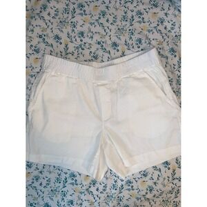 Cabi Linen-Blend Shorts L White Elastic Waist Coastal Summer Minimalist Casual